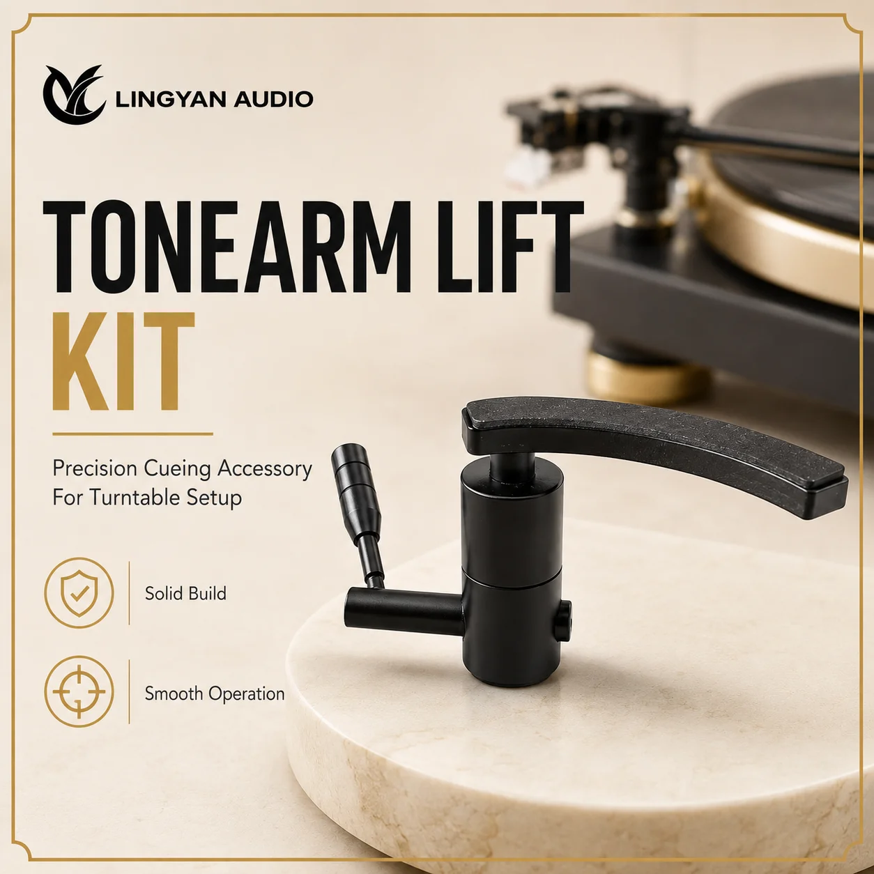 Aluminum Tonearm Lift Kit for Vinyl Record Player, Universal Turntable Arm Lifter Accessory for Most Tonearms
