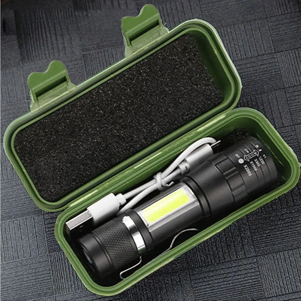 USB Oplaadbare Mini Zaklamp COB + XPE Draagbare Ingebouwde Batterij Zoombare Kleine Zaklamp 3-Modus Camping Noodzaklampen - afbeelding 2