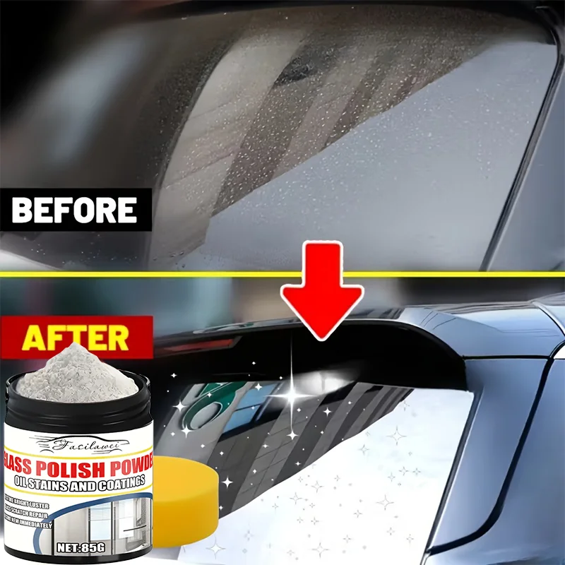 Premium glass polishing powder, professionally removes blur and fine scratches from glass surfaces - suitable for polishing and
