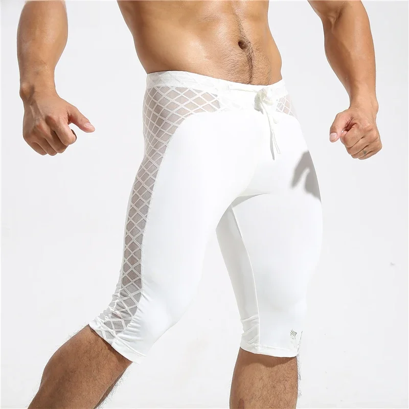 GANYANR legginsy do biegania męskie legginsy uciskowe na siłownię Fitness koszykówka seksowne sportowe Jogging trening sportowe spodenki do jogi trening — zdjęcie 2