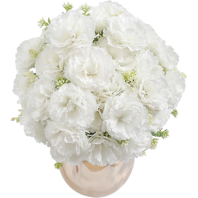 Silk Rose White Silk Bouquet 28cm Peony Artificial Flower 7 Small Head 3 Buds  Bride Wedding Home Decoration Artificial Flowers