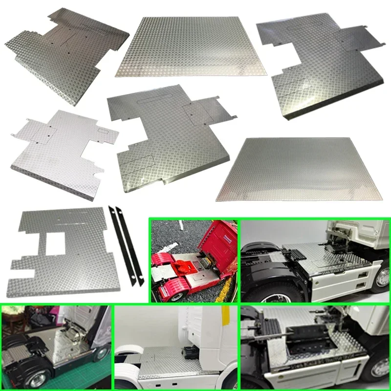 1 Item Simulatie Metaal Zilver Grote Skid Plate voor 1/14 Tamiya RC Truck Auto Voor scania 770s R620 R470 Voor man - afbeelding 2
