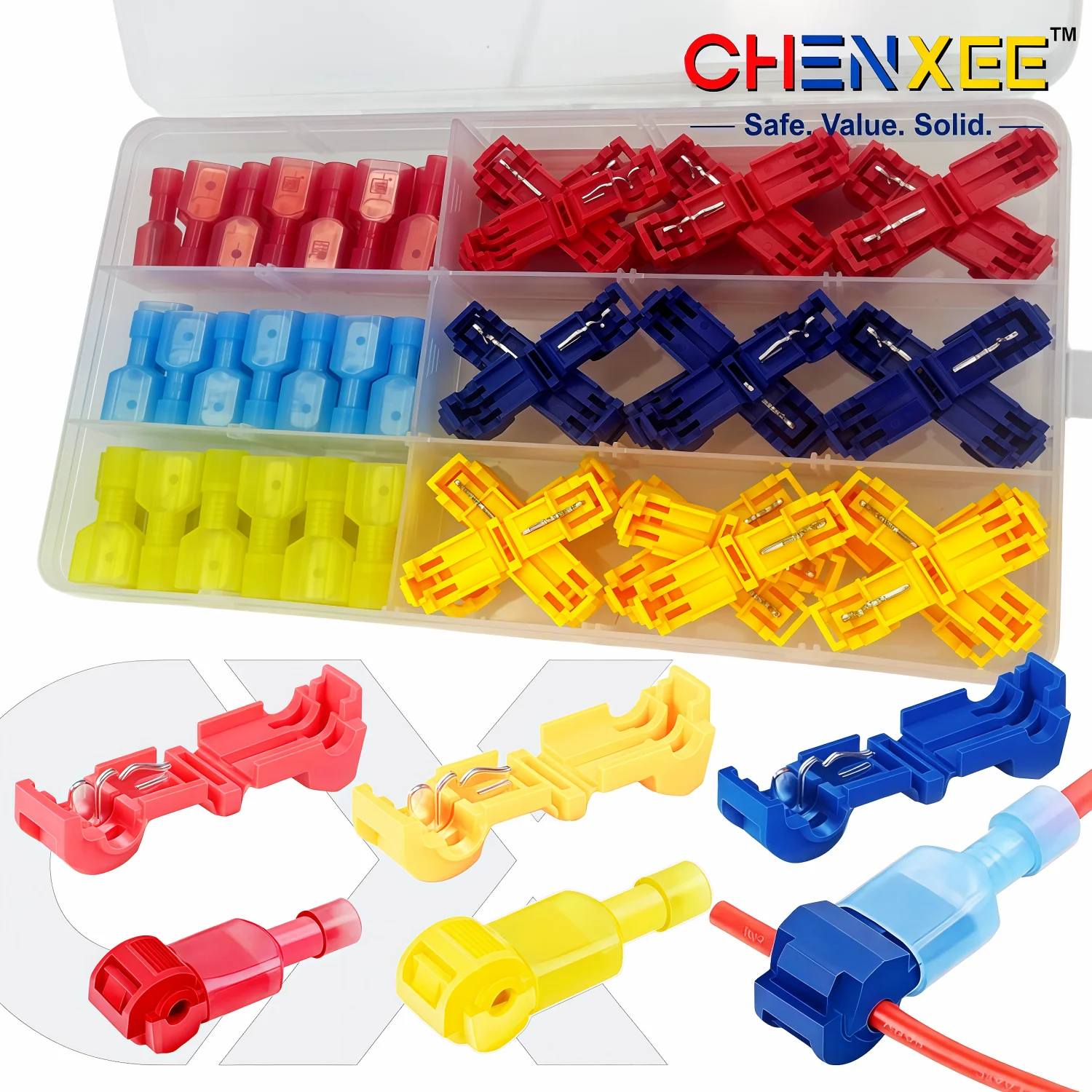 T-Tap Kabelverbinder, Schnellverbinder, T-Tap Selbstabisolierende Kabelklemmen mit Nylon, Vollständig Isolierte Stecker-Schnellverbinder-Set