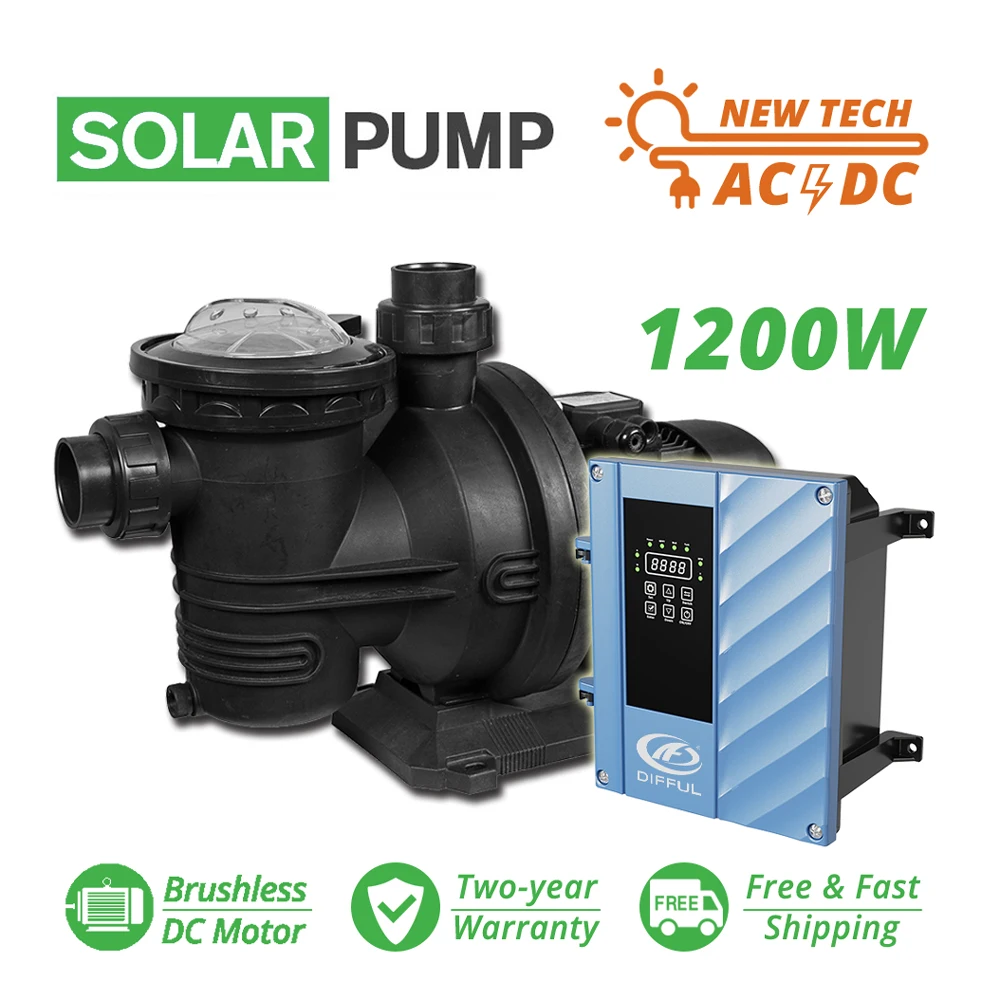 

Solar AC/DC Hybrid Pool Pump Swimming On Gird 72V 1200W 19m 27000 L/H MPPT Controller DLP27-19-72-1200-A/D