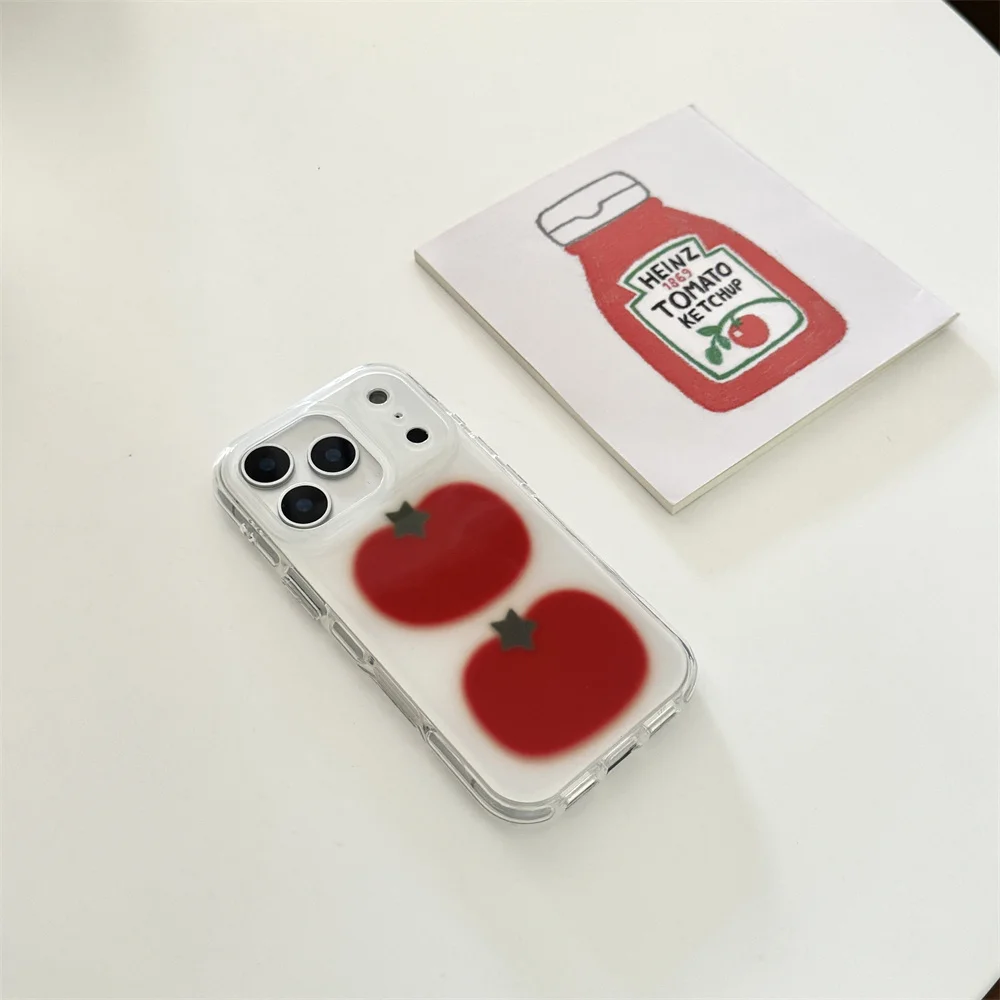الكورية INS بسيط ستار الطماطم جراب هاتف آيفون 13 14 15 16 17 غطاء 16 برو 17 برو ماكس فوندا المضادة للسقوط لطيف الغطاء الواقي #5