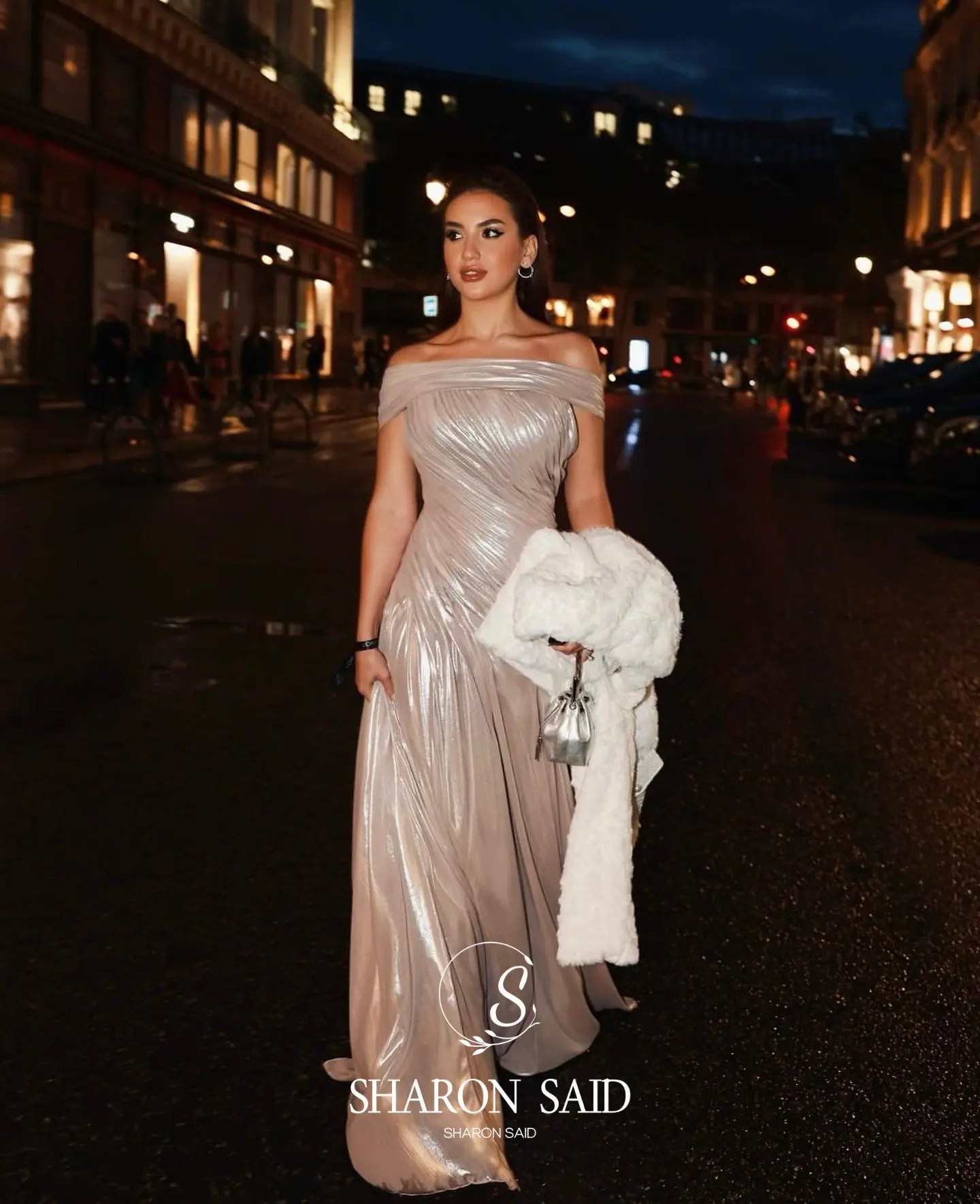 Sharon Said Off Shoulder Dubai Evening Dress with Overskirt Women Wedding Party Gown SF392 Customized