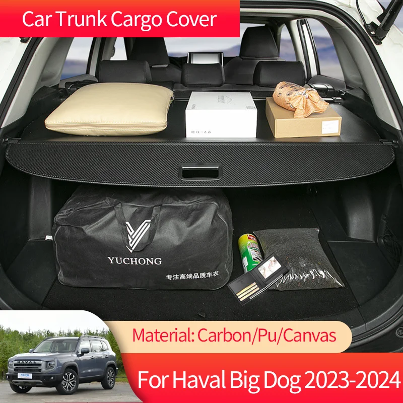 Car Trunk Cargo Cover Luggage Storage Rear Boot Tray Security Shielding Shade Accessories for Haval Big Dog II Dargo 2023 2024