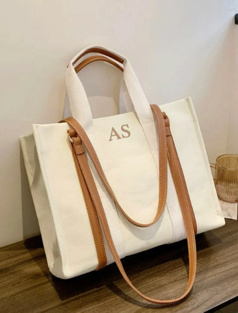 Sac fourre-tout personnalisé pour femme, sac à main en toile de vacances, sac de plage personnalisé, cadeaux d'anniversaire, cadeaux de demoiselle d'honneur