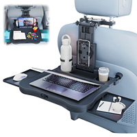 Multifunctional Car Back Seat Desk Foldable Travel Table with 2 Cup Holders&360° Phone Stand  Adjustable Height Car Inside Table