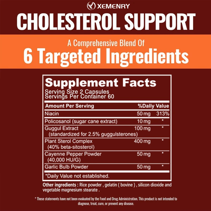 Cholesterol Support - Maintains Healthy Cholesterol Levels, Promotes Blood Flow, and Supports Heart Health - 120 Capsules