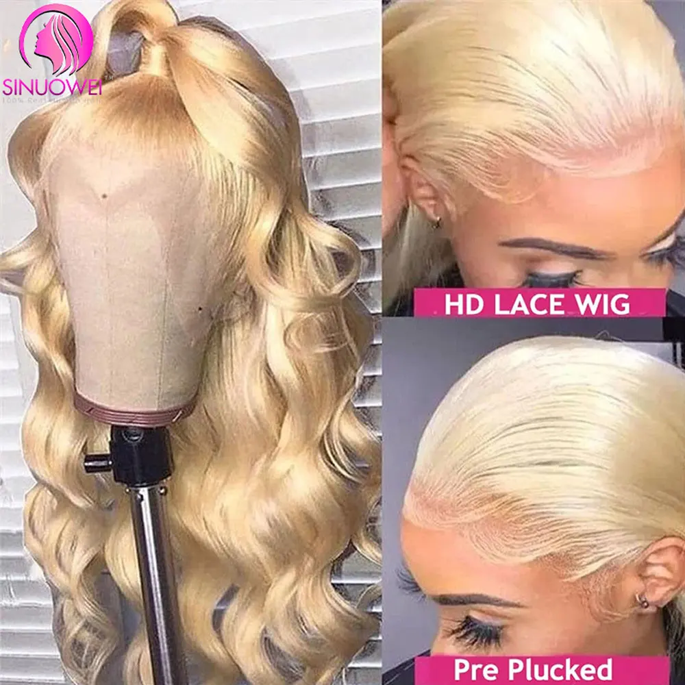 13x6 Transparent 613 Blonde Lace Frontal Human Hair Wigs Body Wave Lace Front Human Hair For Women  Brazilian Wigs Pre Plucked