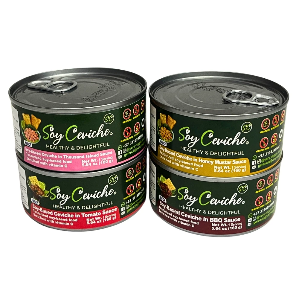 4-Pack– Soy Ceviche Tomato, Thousand Island, BBQ & Honey Mustard– 5.64oz– Vegan Protein– Gluten Free