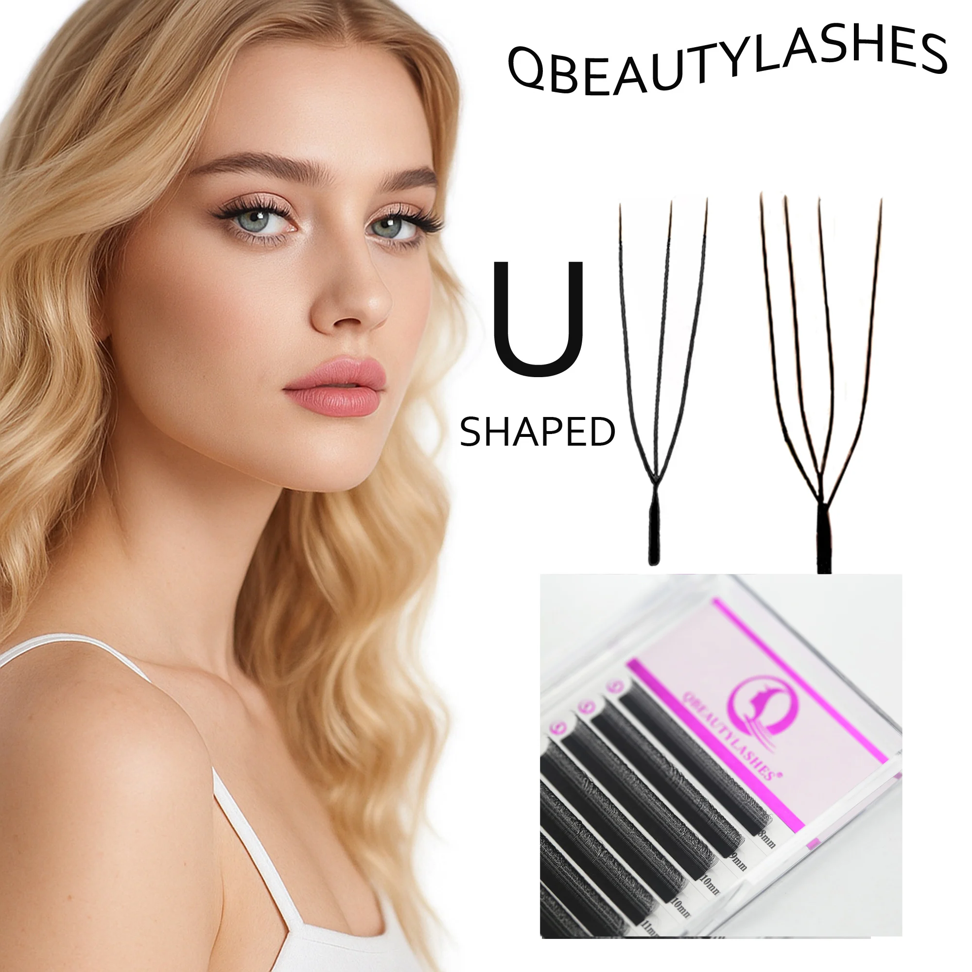 

U Shaped 3D 4D Eyelash Extensions Mega Volume Hybrid Lashes 8-15mm C/D Curl Natural Look Long-Lasting Makeup