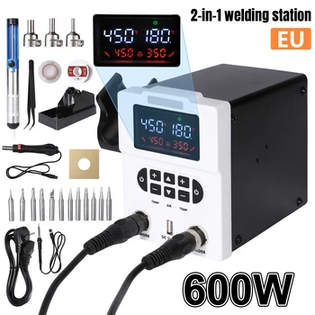 878D Digital Display USB-Connected Soldering Station Soldering Iron Hot Air Gun Soldering Equipment Repair Power Tools