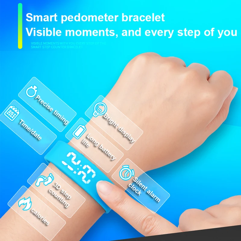 Smart pedometer bracelet Men's 2024 real-time distance silent alarm clock environmentally friendly silicone USB direct charge