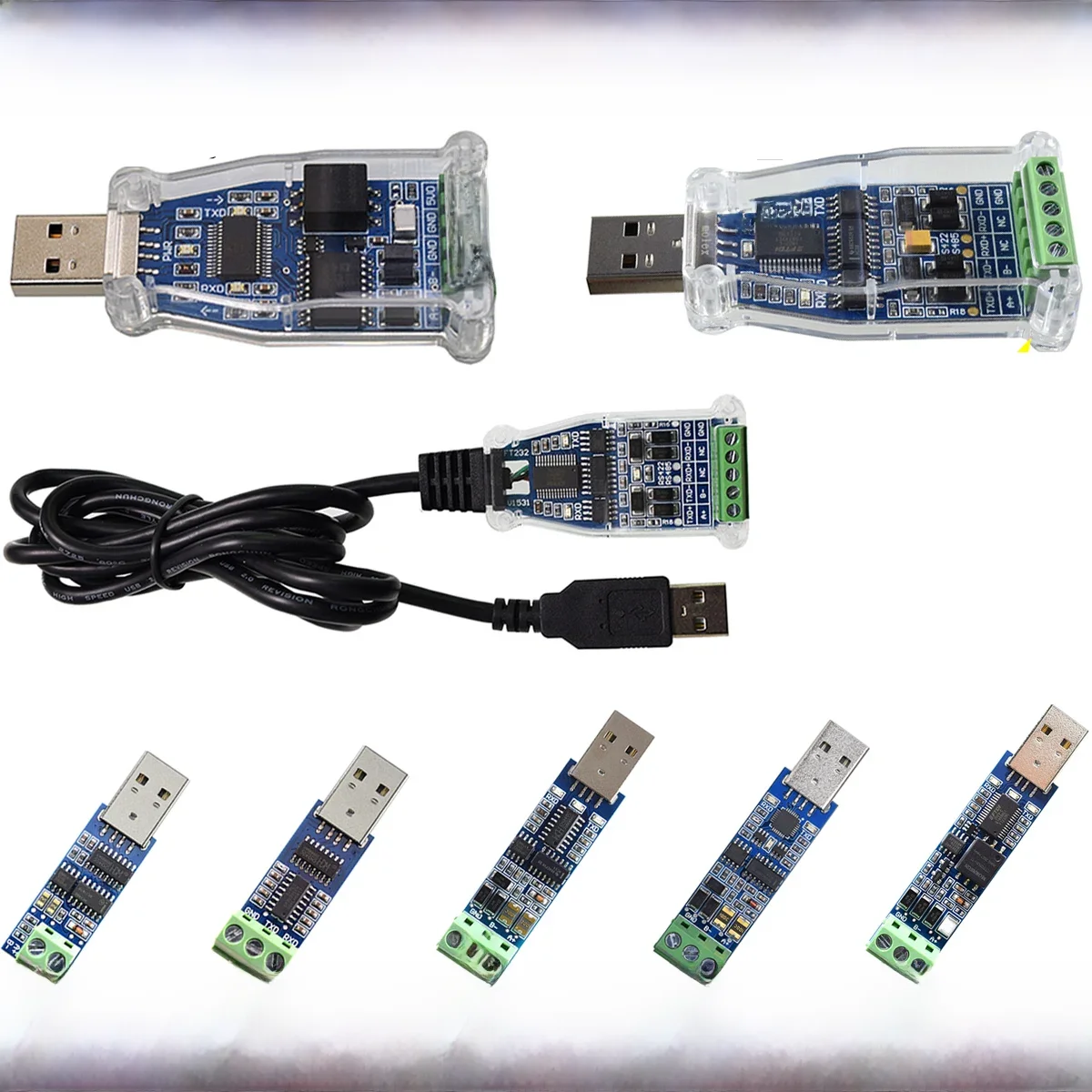 CH340 CP2102 FTDI USB RS485 na białym tle Adapter szeregowy moduł konwertera Modbus kabel komunikacyjny — zdjęcie 2