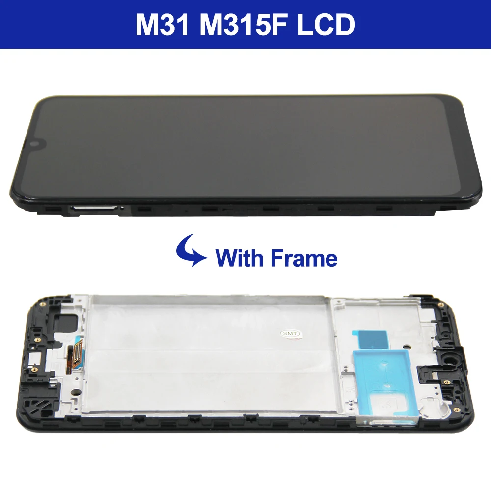 AMOLED M31S LCD Display Replacement for Samsung M31 M315F / M31S M317 SM-M317F Digitizer Touch Screen Frame