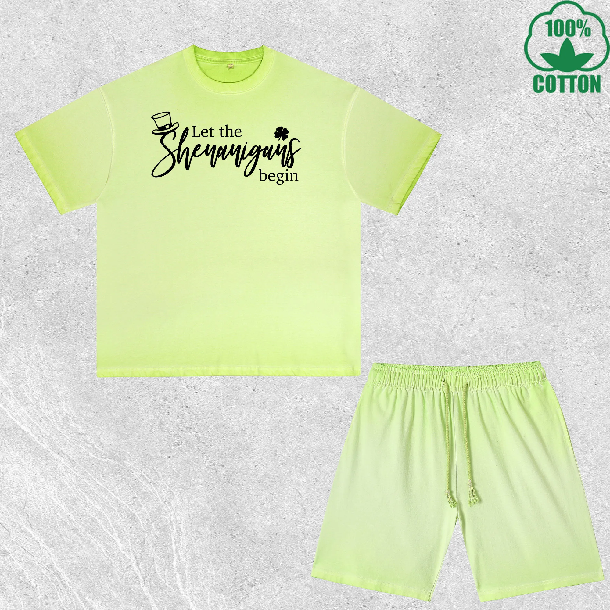 

Saint Patrick Printed Dirty Wash T-Shirt Shorts Set Multicolor Combo Loose Trendy Fashionable 100%Cotton Short Value Pack