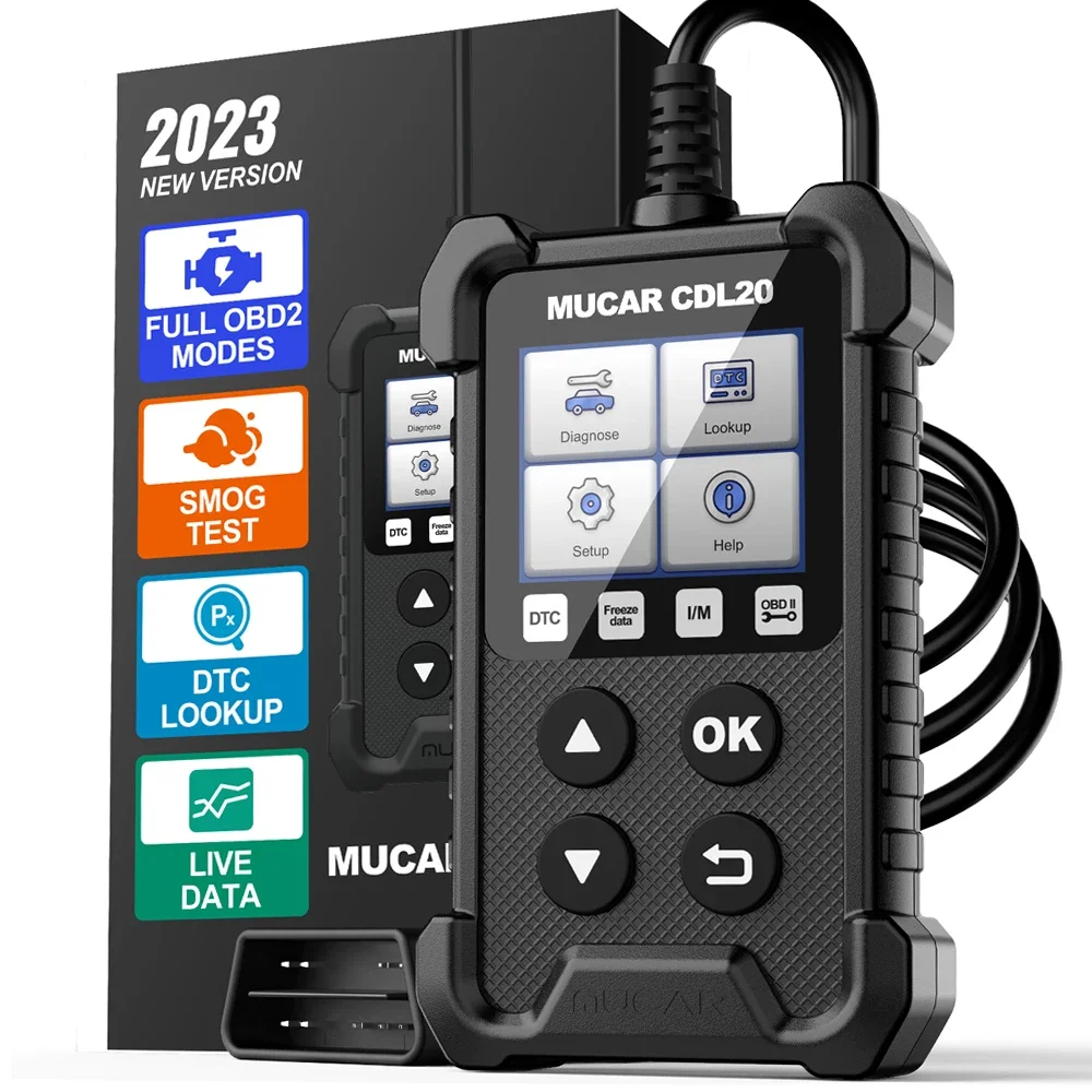 NEW MUCAR CDL20 OBD2 Scanner Professional Auto Engine System Diagnostic Tool Lifetime Free Automotive DTC Lookup Code Reader