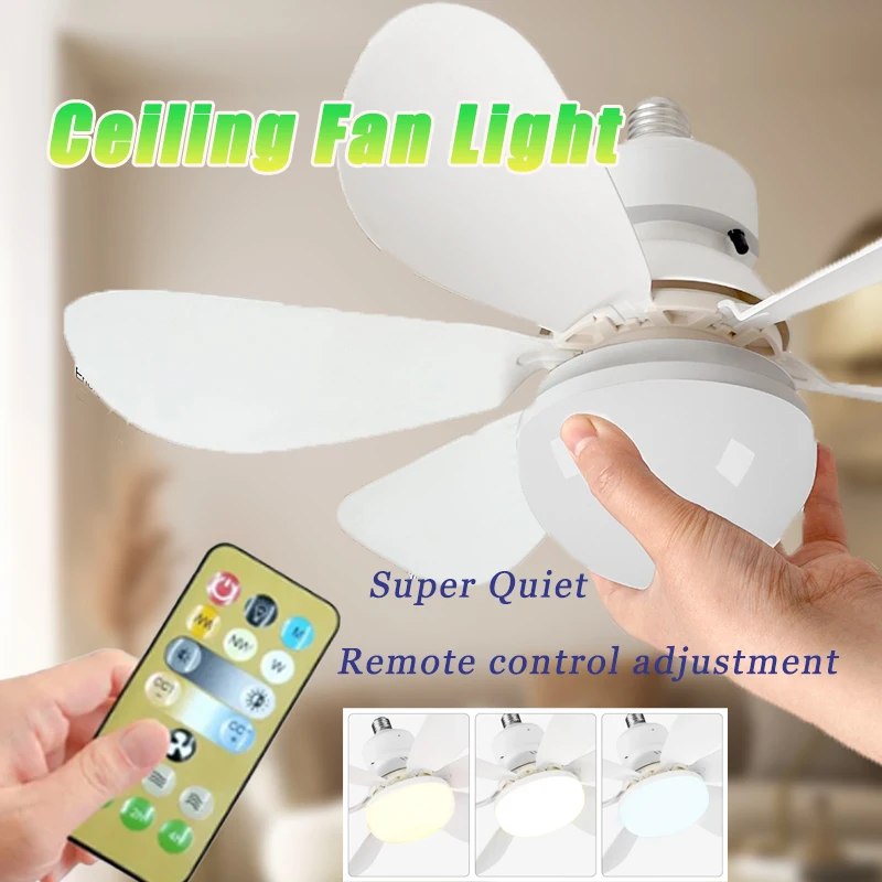 LED 30W ceiling fan light E27 with remote control for dimming, suitable for living room, study, household use, 85-265V