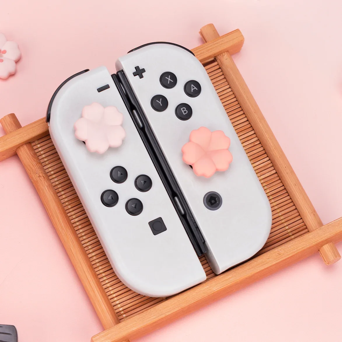 Capuchons de manette Joy Con pour Nintendo Switch, capuchons de manette, bouton de couverture en silicone souple rose, manette Oled Lite, Sakura, 4 pièces
