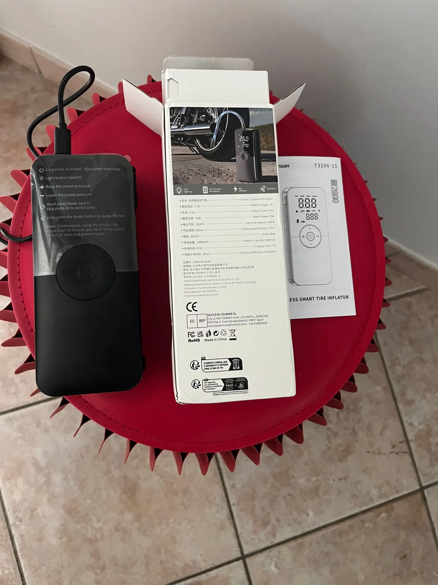 VanVolt AirGo™ Cordless Digital Tyre Inflator - Portable 150 PSI Air Pump photo review
