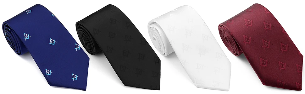 Freimaurer-Krawatte für Herren, Quadrat & Kompass G-Symbol, Jacquard-Krawatte, 3 Farben, für Freimaurerloge, Hochzeit, formelle Anlässe, Business, HAWSON – Detail 1