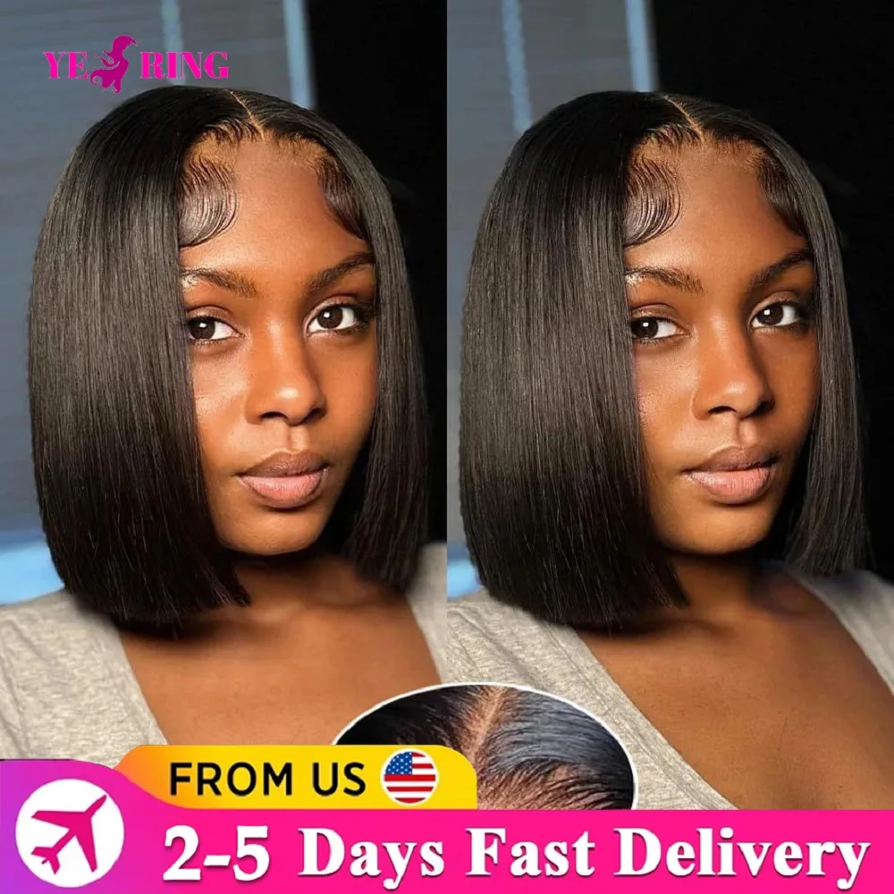 

4X4 Кружевные прямые человеческие волосы Боб Парик Передние человеческие волосы Швейцарские узкие кружевные парики Wear and Go Парики из 100% человеческих волос 2-5 дней Dalivery