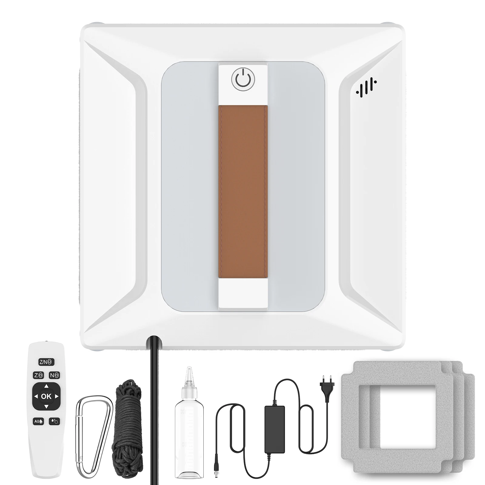 KI-Fensterreinigungsroboter 72W 2,8KPa Saugkraft 4-Wege-Sprühfunktion Intelligenter Glasreiniger 50ml Tank Rahmenloses Glas Fernbedienung Anti-Fall-Schutz