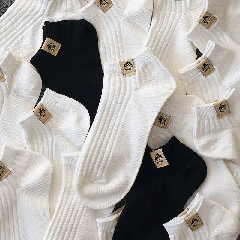 15 Pasang Kaus Kaki Hitam Putih dengan Pola Gunung Salju, Cocok untuk Pria dan Wanita, Cocok untuk Olahraga