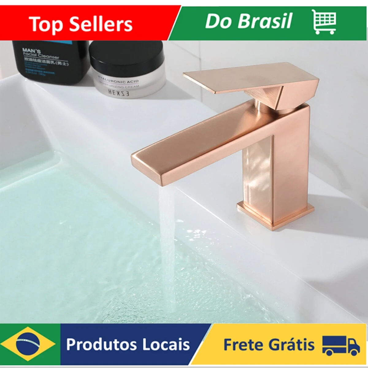 Monocommand Cuba Cascade Low Bathroom Luxury Faucet 7127 Rose Gold Luuk Young