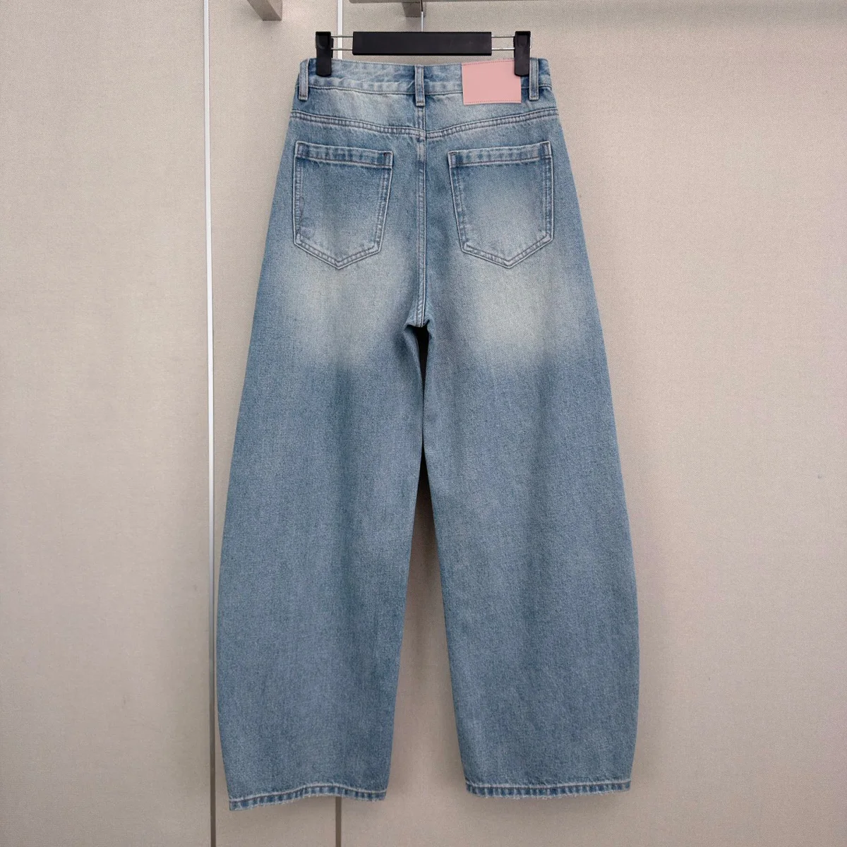 High Quality Women High Waist Washed Denim Pants, Embroidery Loose Wide Leg Jeans With Raw Hem lyt261012151