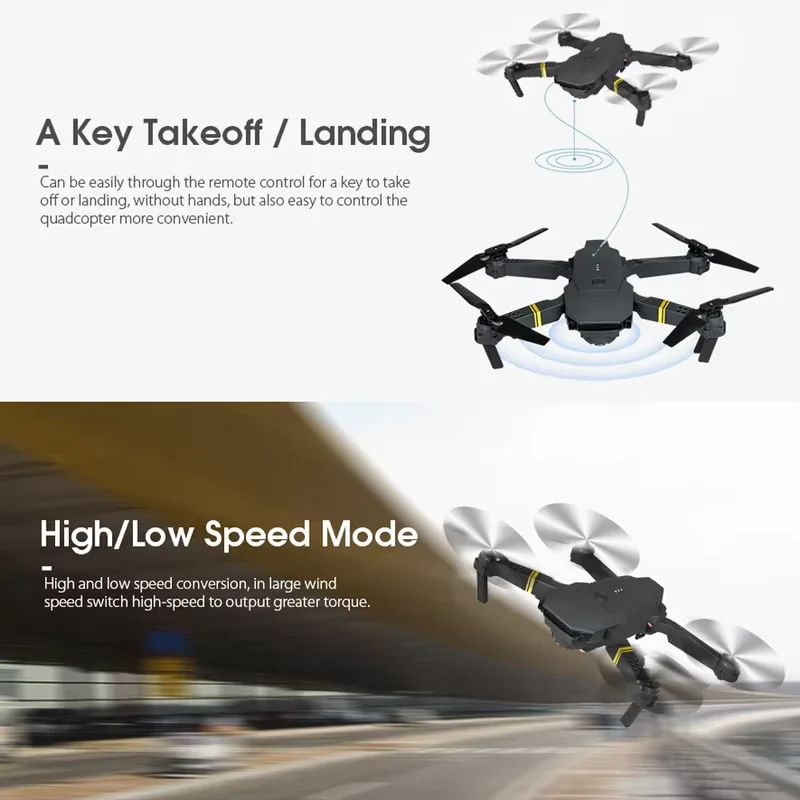 E58 Quadcopter Hd Wifi Fpv Drone 1080P Single Camera Altitude Hold Rc Foldable Drone Helicopter Gift Toy Aerial Photography