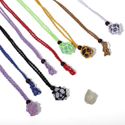 Adjustable Length Empty Stone Pendant Holder Crystal Cage Necklace Holder Hand-Woven Necklace Cord for DIY Jewelry Making