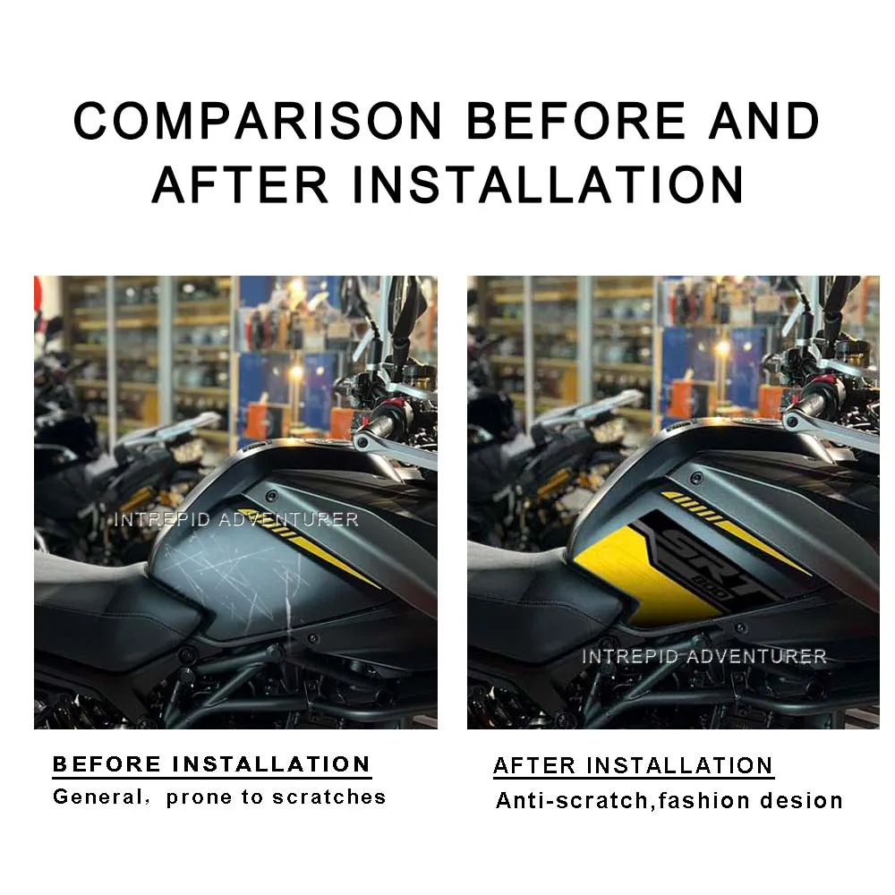 For SRT 800 SX 2024 Yellow Motorcycle Side fuel tank pad Protection Sticker 3D Gel Resin Sticker waterproof Kit
