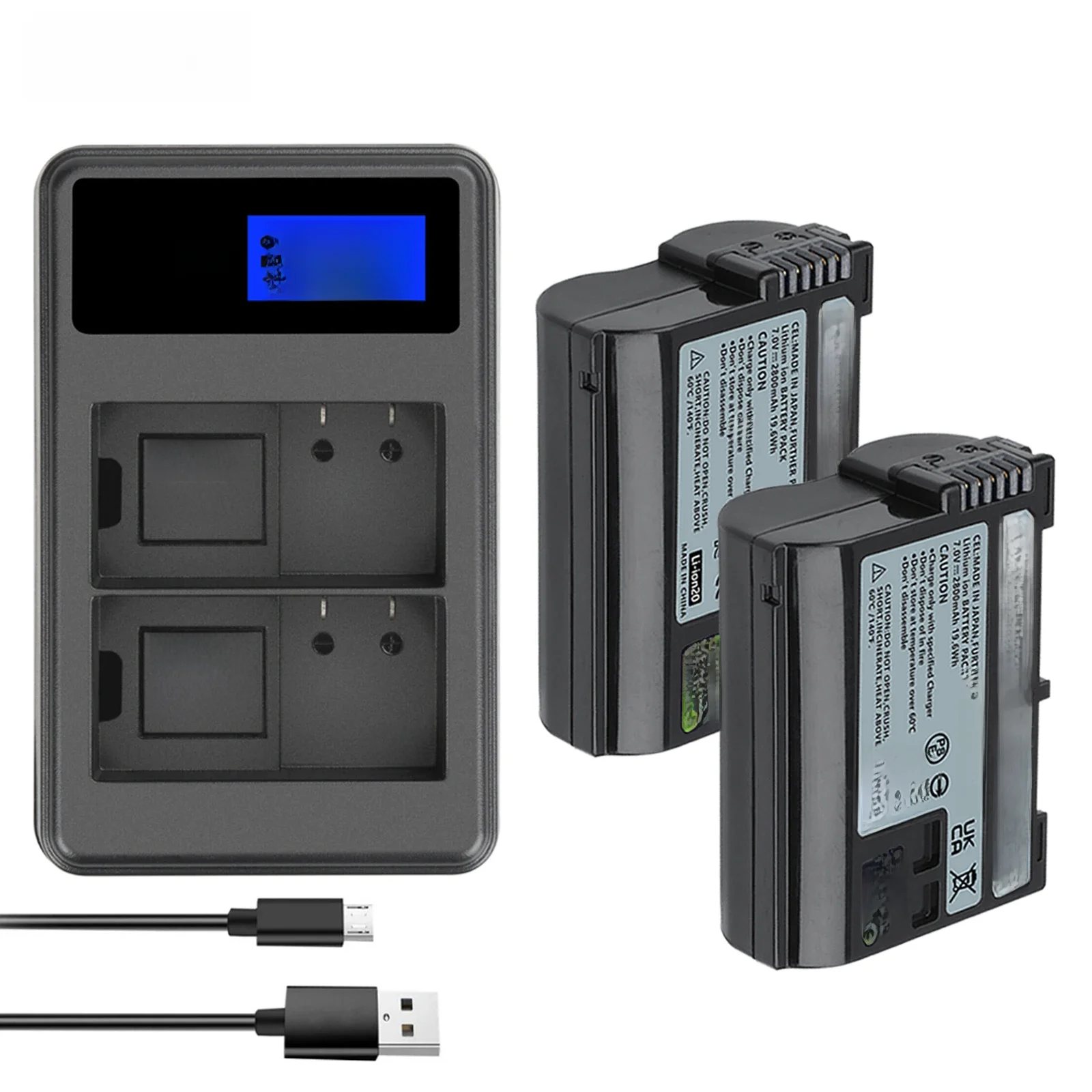 2800mAh bateria EN-EL15 EN-EL15C + podwójna ładowarka USB LED do Nikon Z5,Z6, Z7,Z7II D600 D610 D600E D800 D810 D800E D800E D810 — zdjęcie produktu 7