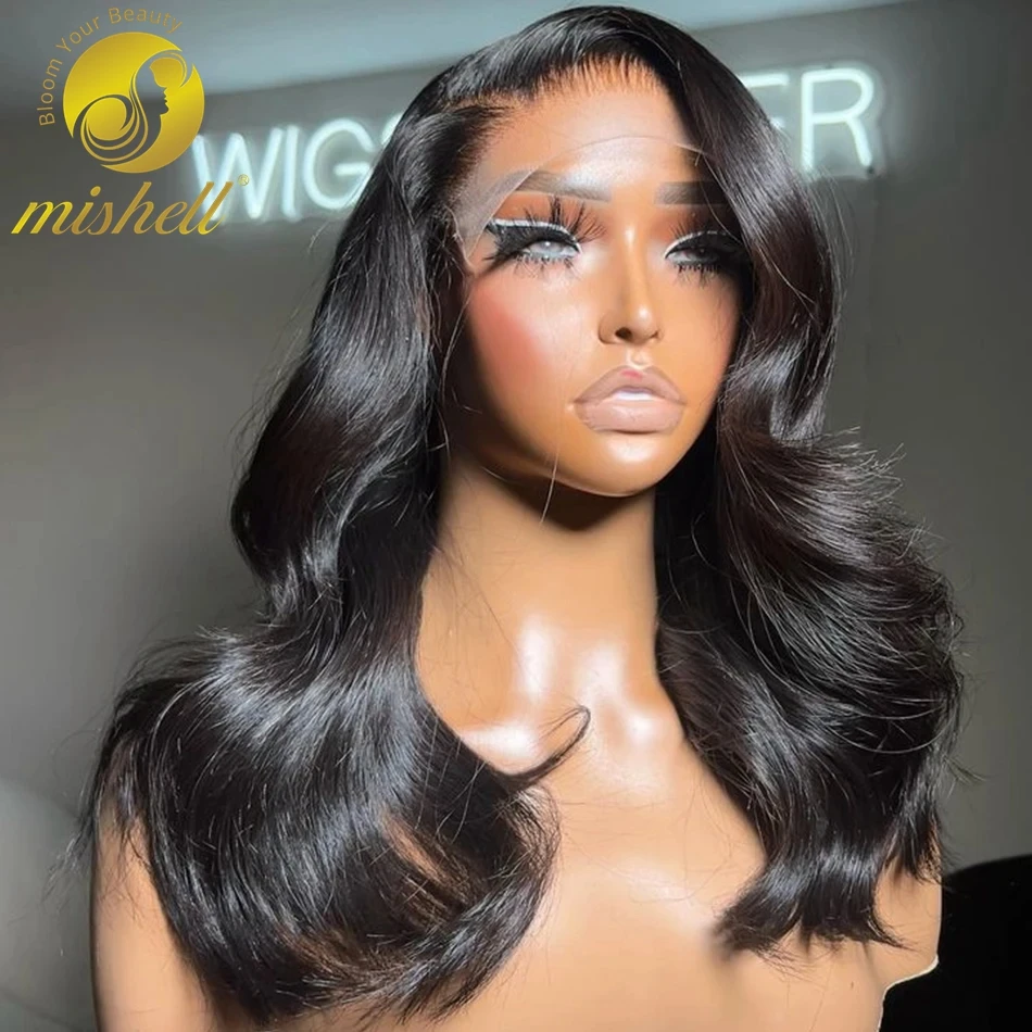 

Body Wave Bob Wig 13x4 Transparent Short Human Hair Wigs Natural Water Wave Lace Frontal Short Wigs 180 Density for Black Women