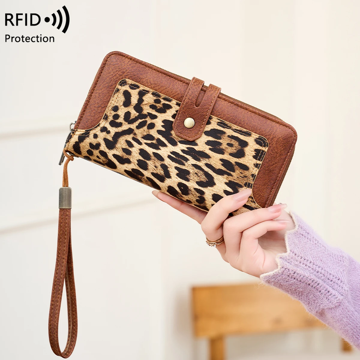 New Fashion Retro Women's Wallet, RFID Blocking Multi-Card Slot Large Capacity Clutch Bag, Bi-fold Multi-functional Long Wallet