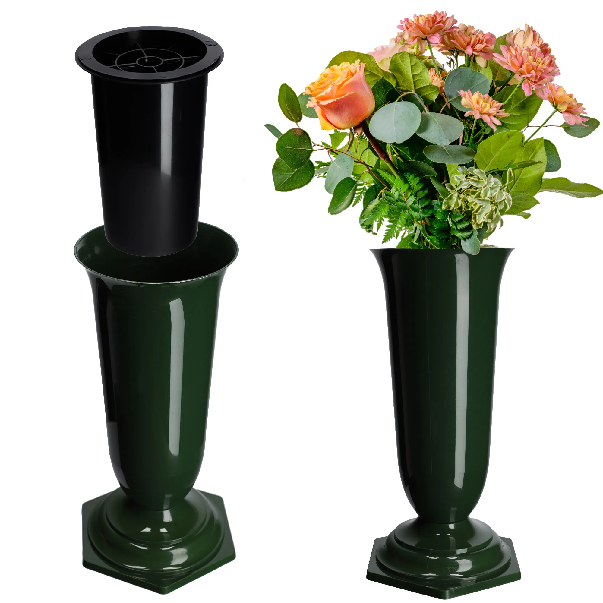 KADAX Vaas Flacon Voor Begraafplaats Graf Grafsteen Wit 23cm