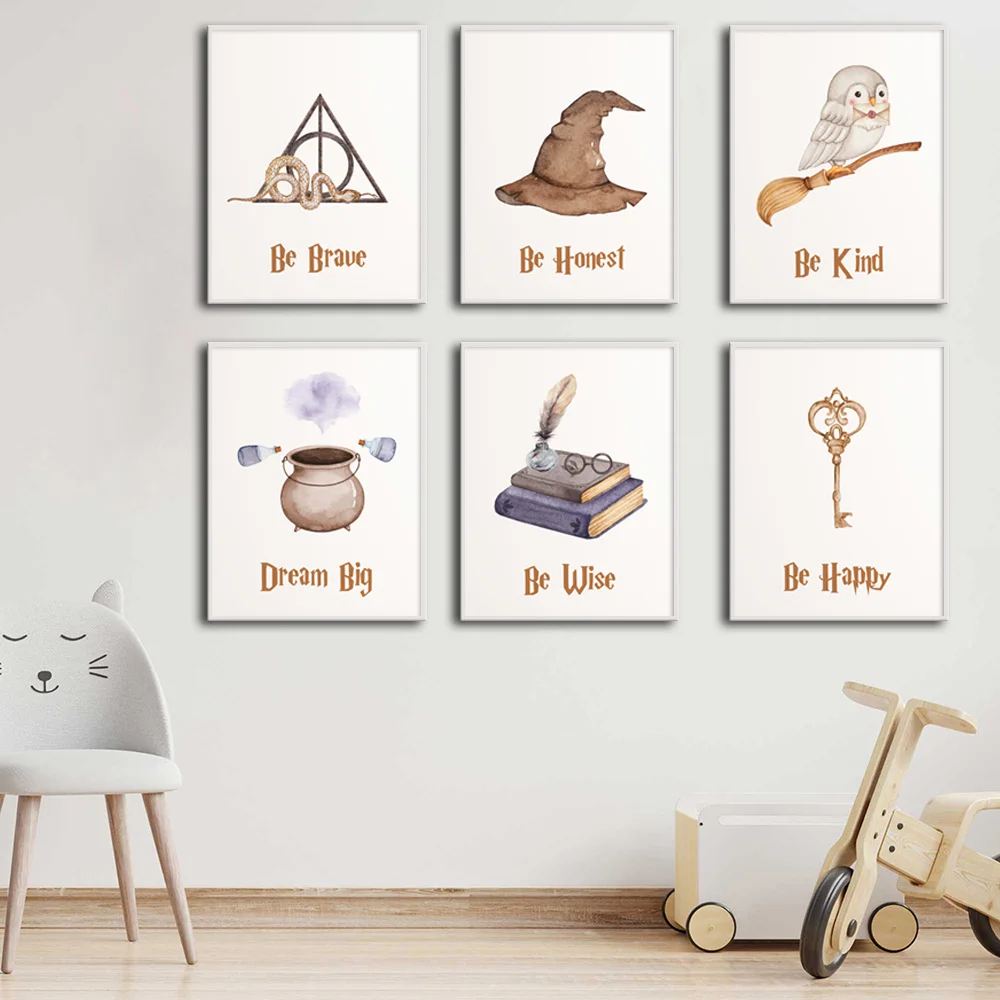 Wizard Magical Poster Nordic Wall Art Canvas Painting Prints Simple Inspiring Pictures For Nursery Neutral Room Decor Cuadros