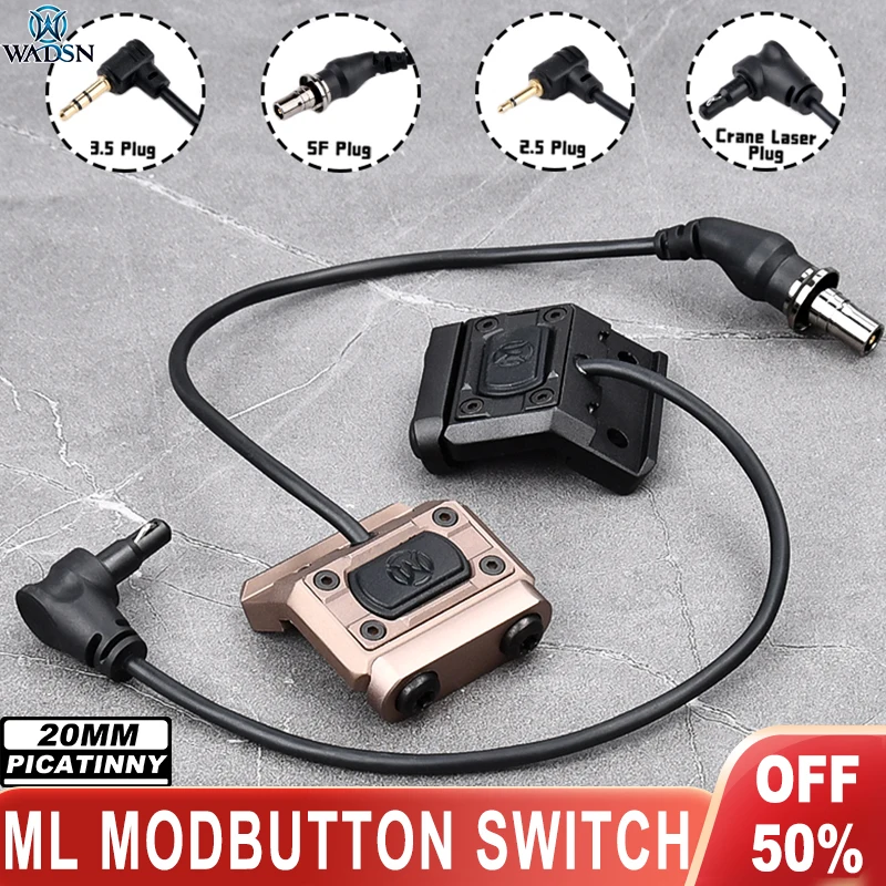 WADSN New Modbutton Switch Tactical Remote Pressure Switchs Crane Plug for SF M600 M600C M300 Flashlight Airsoft Pistol 20mmRail