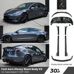 Full Body Kits 2024 Glossy Black Fast Aero Bumper Lip Rear Diffuser Sdie Skirts Spoiler Tuning For Tesla Model 3 Y 2017- 2024