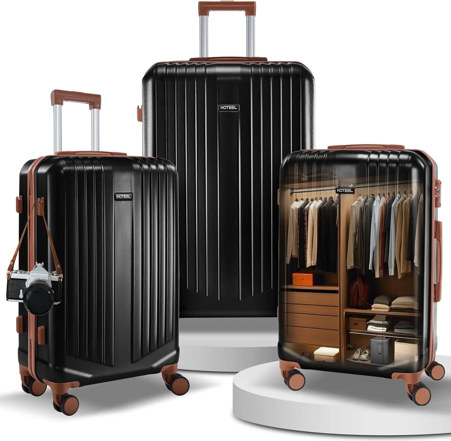 

3-х предметный набор чемоданов с вращающимся колесом TSA Lock 20/24/28 дюймов ПК + жесткий чемодан из АБС-пластика для путешествий, бизнеса, набор ручной клади