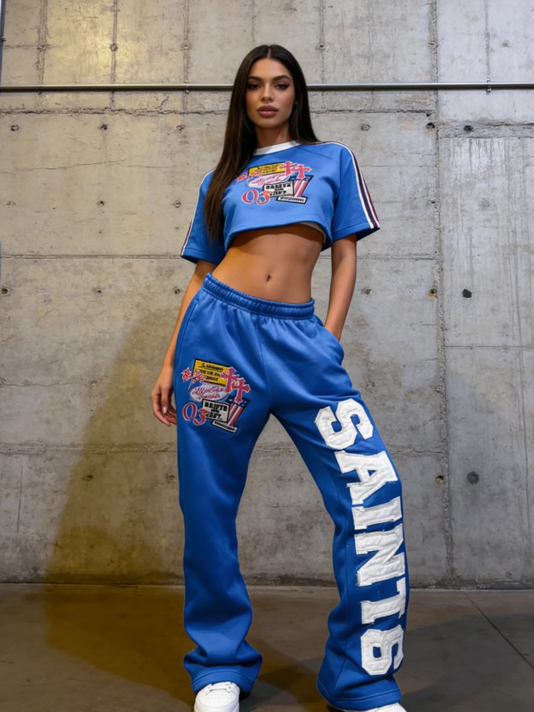 

Мужские винтажные джоггеры с расклешенными штанинами и вышитой аппликацией, брюки с графическим принтом и средним расклешением