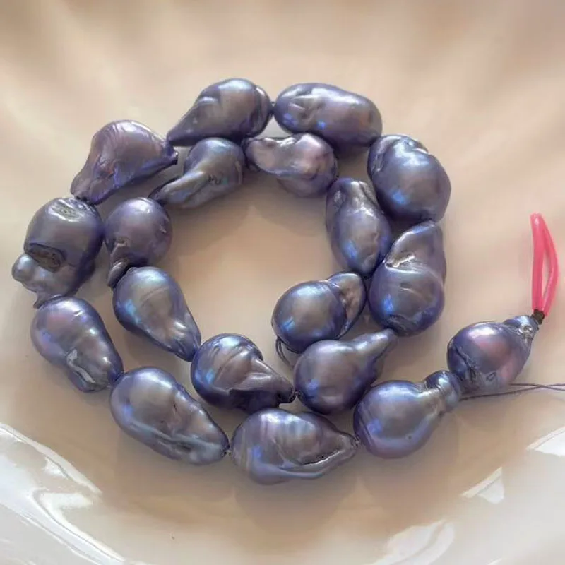16 inches 18-22mm Violet Natural Fireball Baroque Pearls Loose Strand