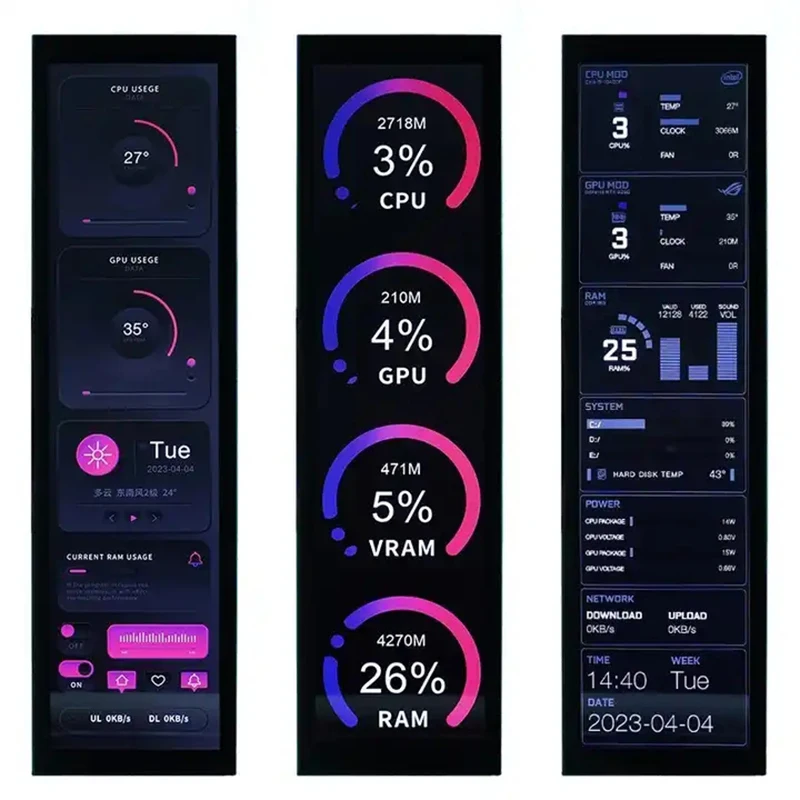 8.8 Inch IPS USB Type-C Secondary Screen 1920X480 Pixel LCD Monitor PC Case CPU GPU RAM Dislpay Computer Monitoring Free AIDA64