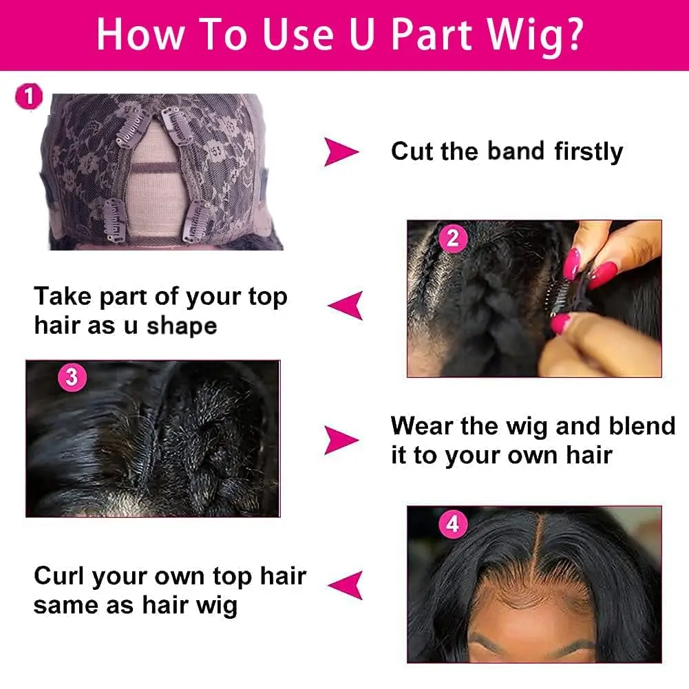 Parrucca per capelli umani con parte a V dell'onda del corpo, senza colla, pronta da indossare, parrucche brasiliane per capelli umani Remy per le donne, parrucca con densità del 180%