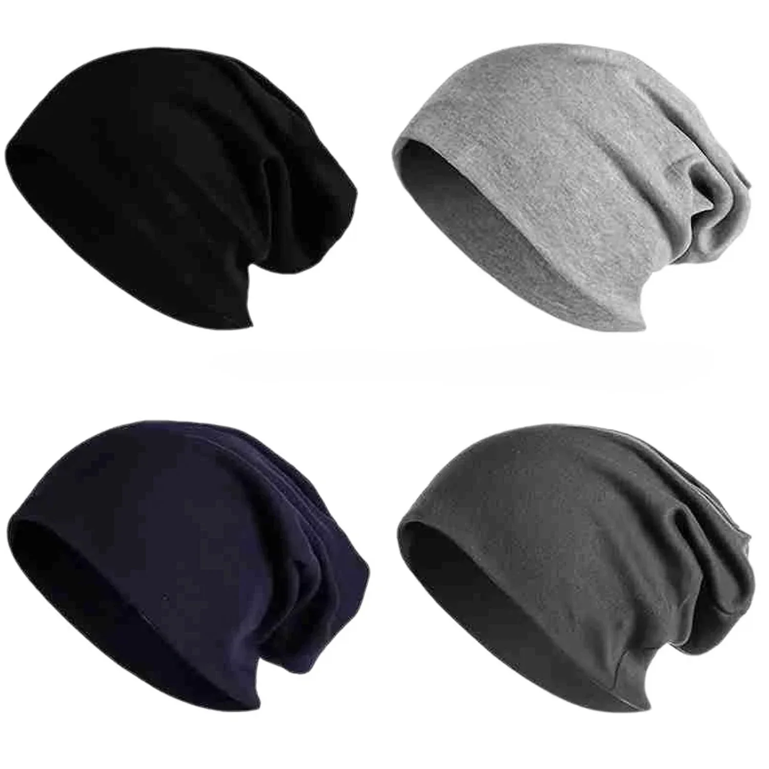 Czapka typu beanie dla kobiet, mężczyzna, jesienno-zimowa, elastyczna, na co dzień, w jednolitym kolorze, luźna czapka po chemioterapii — zdjęcie 2