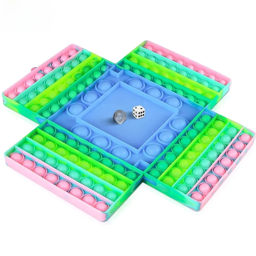 Jeu de société Pop Fidget pour 4 joueurs avec 2 dés, grand format, bulles sensorielles pour enfants et adultes, Bubble Popper pour l'autisme