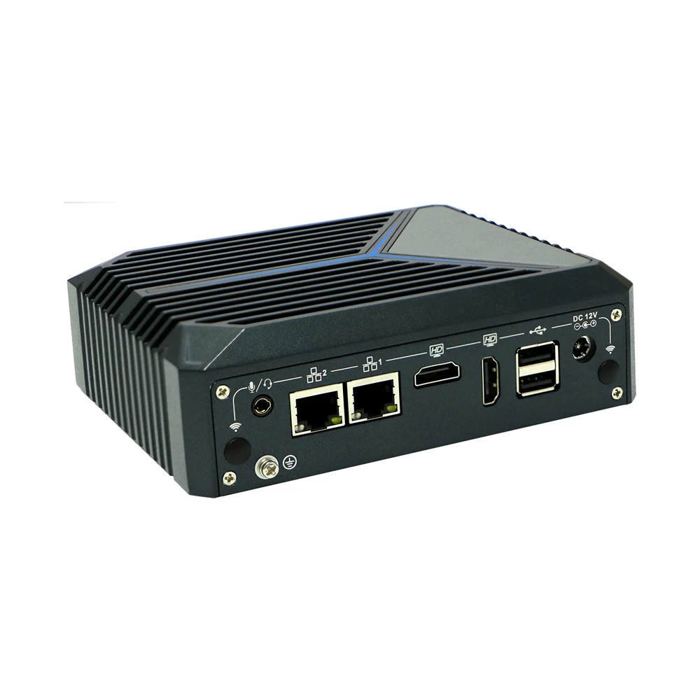 HUNSN Fanless Mini PC,Industrial Computer,Windows 11/Linux Ubuntu,TPM2.0,J6412,BX09,2LAN,2HDMI,COM,SIM Slot,8USB,WOL,Watchdog